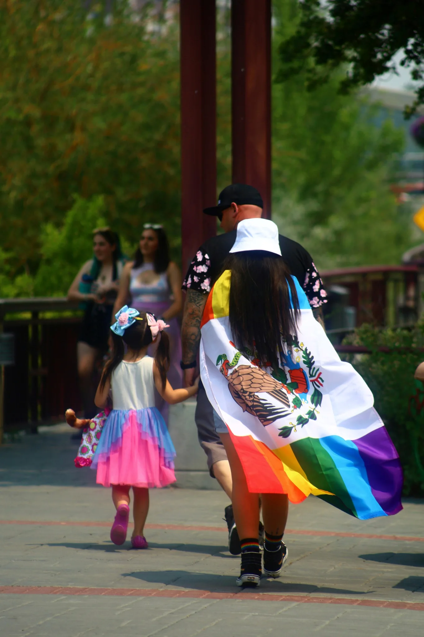 Family walking together at a community celebration